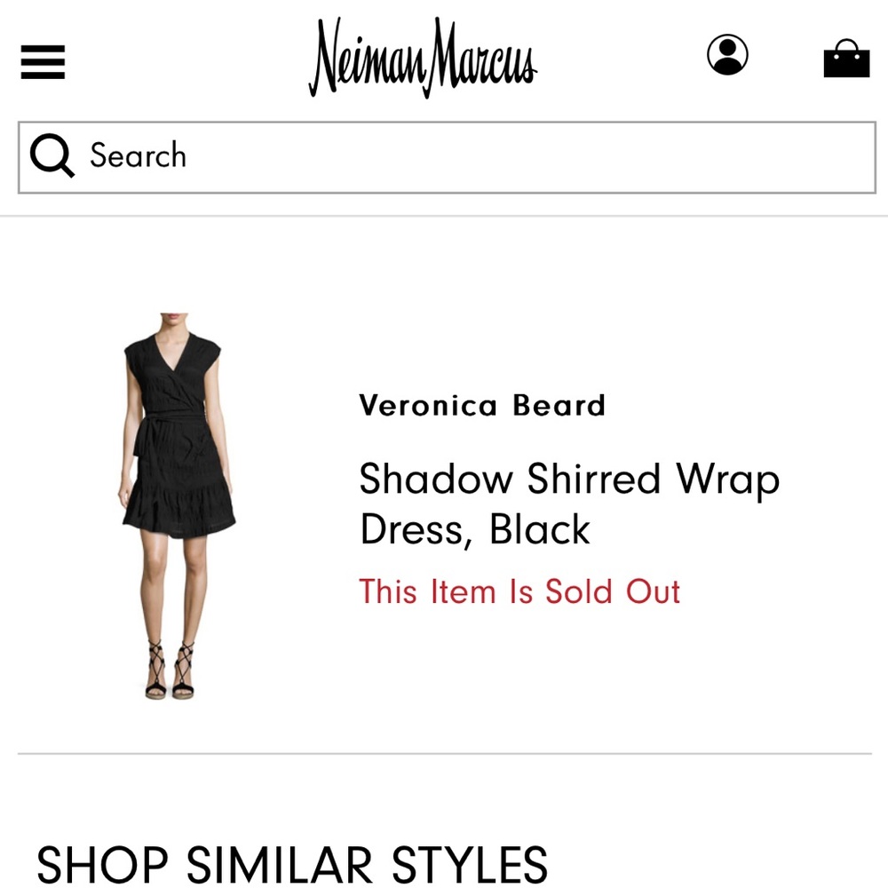 Veronica Beard Shadow Extended Shoulder Shirred Ruffle Wrap Minidress Black Sz 6 - Picture 11 of 12
